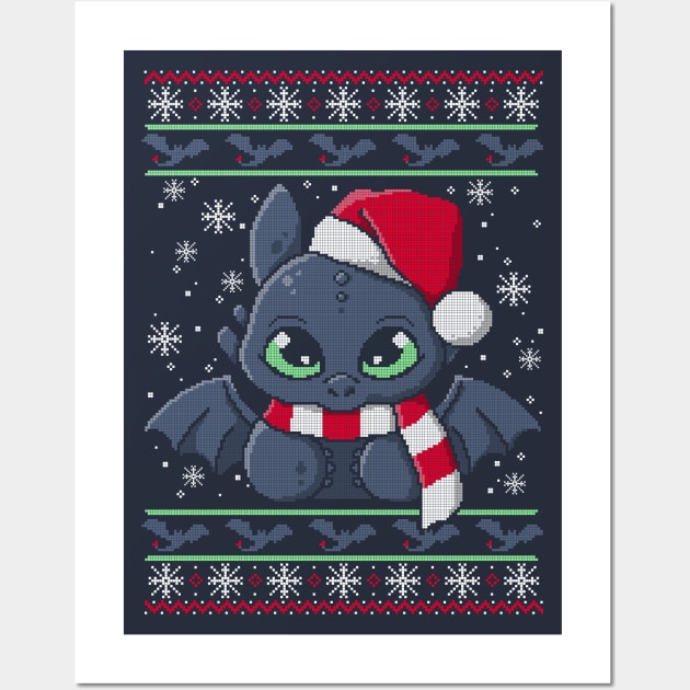 Dragon night fury ugly christmas sweater Wall Art by NemiMakeit